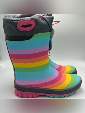 Western Chief Rainbow Rules Winterprene Waterproof Fur Lined Rain Boots Kids 6